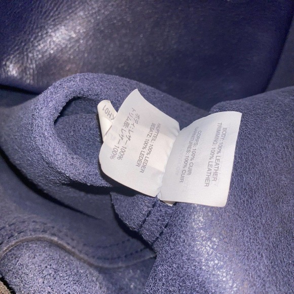 MADEWELL Suede Stripe Transport Tote Midnight Blue Leather Large Shoulder Bag - Picture 14 of 16